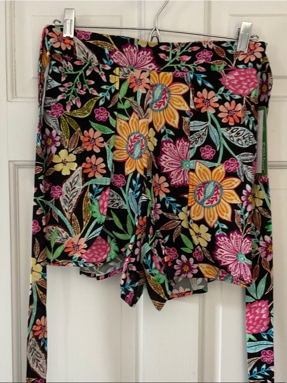 Black Wrap Skort with Multicolor Floral Print